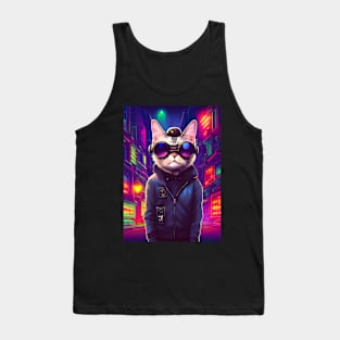 Techno Cat In Japan Neon City Tank Top